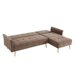 Canapé D'angle AROMA Convertible 5 Places Velours Taupe 10 Canapé D'angle AROMA Convertible 5 Places Velours Taupe -Meuble Déco Soldes canape d angle aroma convertible 5 places velours taupe 3