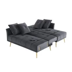 Canapé D'angle AROMA Convertible Velours Anthracite 4 Places -Meuble Déco Soldes canape d angle aroma convertible velours anthracite 4 places 8