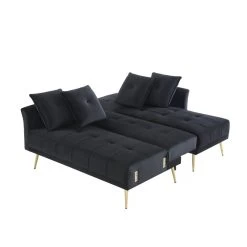 Canapé D'angle AROMA Convertible Velours Noir 4 Places 12 Canapé D'angle AROMA Convertible Velours Noir 4 Places -Meuble Déco Soldes canape d angle aroma convertible velours noir 4 places 3