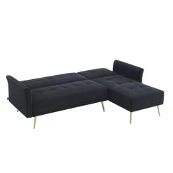 Canapé D'angle AROMA Convertible Velours Noir 4 Places 13 Canapé D'angle AROMA Convertible Velours Noir 4 Places -Meuble Déco Soldes canape d angle aroma convertible velours noir 4 places 4