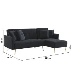 Canapé D'angle AROMA Convertible Velours Noir 4 Places 16 Canapé D'angle AROMA Convertible Velours Noir 4 Places -Meuble Déco Soldes canape d angle aroma convertible velours noir 4 places 7