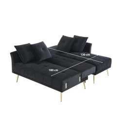 Canapé D'angle AROMA Convertible Velours Noir 4 Places 17 Canapé D'angle AROMA Convertible Velours Noir 4 Places -Meuble Déco Soldes canape d angle aroma convertible velours noir 4 places 8