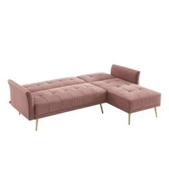 Canapé D'angle AROMA Convertible Velours Rose 4 Places 13 Canapé D'angle AROMA Convertible Velours Rose 4 Places -Meuble Déco Soldes canape d angle aroma convertible velours rose 4 places 4