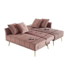 Canapé D'angle AROMA Convertible Velours Rose 4 Places 17 Canapé D'angle AROMA Convertible Velours Rose 4 Places -Meuble Déco Soldes canape d angle aroma convertible velours rose 4 places 8