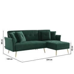 Canapé D'angle AROMA Convertible Velours Vert 4 Places -Meuble Déco Soldes canape d angle aroma convertible velours vert 4 places 7