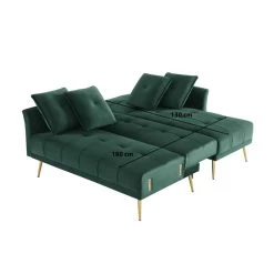 Canapé D'angle AROMA Convertible Velours Vert 4 Places -Meuble Déco Soldes canape d angle aroma convertible velours vert 4 places 8