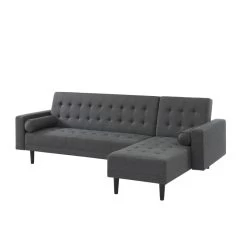Canapé D'angle LUXURY Convertible Tissu Anthracite 4 Places -Meuble Déco Soldes canape d angle luxury convertible tissu anthracite 4 places 2
