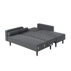 Canapé D'angle LUXURY Convertible Tissu Anthracite 4 Places -Meuble Déco Soldes canape d angle luxury convertible tissu anthracite 4 places 4