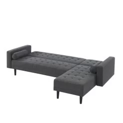 Canapé D'angle LUXURY Convertible Tissu Anthracite 4 Places -Meuble Déco Soldes canape d angle luxury convertible tissu anthracite 4 places 5