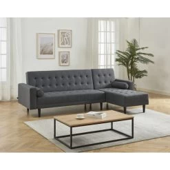 Canapé D'angle LUXURY Convertible Tissu Anthracite 4 Places -Meuble Déco Soldes canape d angle luxury convertible tissu anthracite 4 places 7