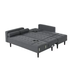 Canapé D'angle LUXURY Convertible Tissu Anthracite 4 Places -Meuble Déco Soldes canape d angle luxury convertible tissu anthracite 4 places 9