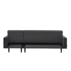 Canapé D'angle LUXURY Convertible Tissu Anthracite Et PU Noir 4 Places -Meuble Déco Soldes canape d angle luxury convertible tissu noir 4 places 6