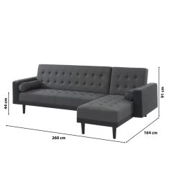 Canapé D'angle LUXURY Convertible Tissu Anthracite Et PU Noir 4 Places -Meuble Déco Soldes canape d angle luxury convertible tissu noir 4 places 8