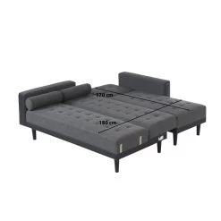 Canapé D'angle LUXURY Convertible Tissu Anthracite Et PU Noir 4 Places -Meuble Déco Soldes canape d angle luxury convertible tissu noir 4 places 9