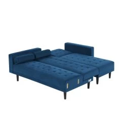 Canapé D'angle LUXURY Convertible Velours Bleu 4 Places 14 Canapé D'angle LUXURY Convertible Velours Bleu 4 Places -Meuble Déco Soldes canape d angle luxury convertible velours bleu 4 places 4