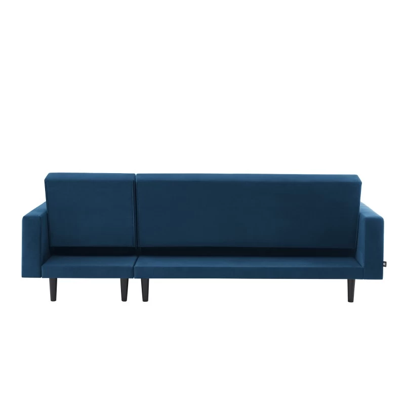 Canapé D'angle LUXURY Convertible Velours Bleu 4 Places 7 Canapé D'angle LUXURY Convertible Velours Bleu 4 Places – Image 7