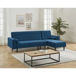 Canapé D'angle LUXURY Convertible Velours Bleu 4 Places 17 Canapé D'angle LUXURY Convertible Velours Bleu 4 Places -Meuble Déco Soldes canape d angle luxury convertible velours bleu 4 places 7