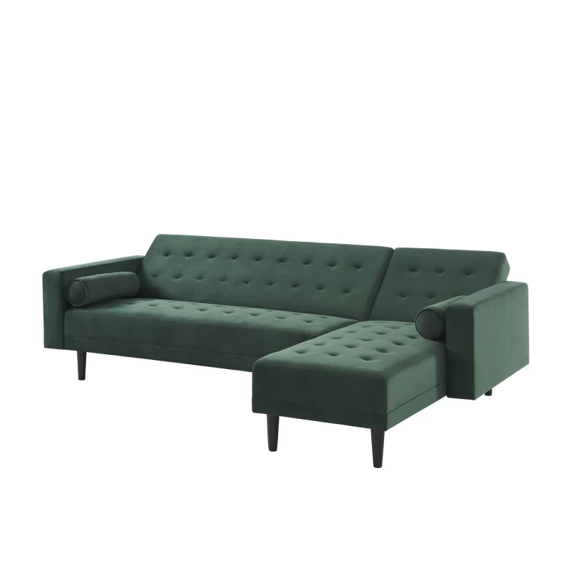 Canapé D'angle LUXURY Convertible Velours Vert 4 Places 4 Canapé D'angle LUXURY Convertible Velours Vert 4 Places – Image 4