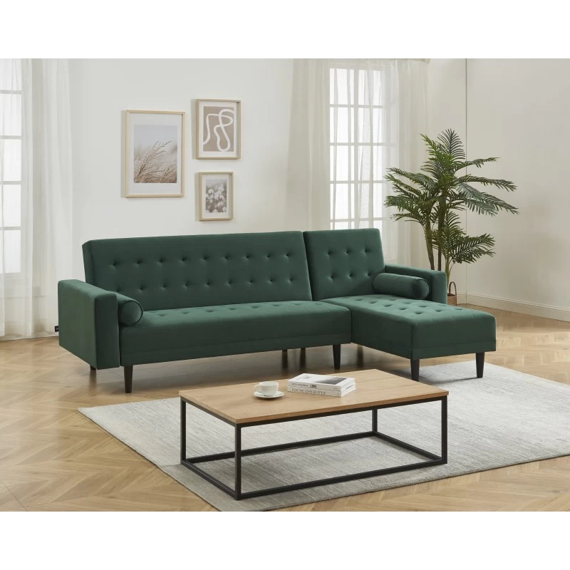 Canapé D'angle LUXURY Convertible Velours Vert 4 Places 8 Canapé D'angle LUXURY Convertible Velours Vert 4 Places – Image 8