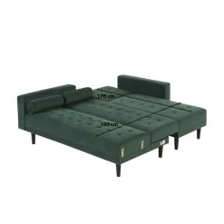 Canapé D'angle LUXURY Convertible Velours Vert 4 Places 19 Canapé D'angle LUXURY Convertible Velours Vert 4 Places -Meuble Déco Soldes canape d angle luxury convertible velours vert 4 places 9