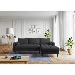 Canapé D'angle MAEL Cacharel En Tissu Anthracite Fixe