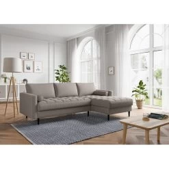 Canapé D'angle MAEL Cacharel En Tissu Moka Fixe -Meuble Déco Soldes canape d angle mael cacharel tissu moka 3 places 4