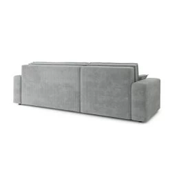 Canapé D'angle MARIUS Convertible Velours Côtelé Gris -Meuble Déco Soldes canape d angle marius convertible velours cotele gris 5