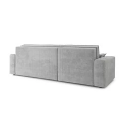 Canapé D'angle MARIUS Convertible Velours Côtelé Gris Clair -Meuble Déco Soldes canape d angle marius convertible velours cotele gris clair 5