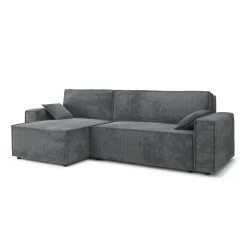 Canapé D'angle MARIUS Convertible Velours Côtelé Gris Souris 10 Canapé D'angle MARIUS Convertible Velours Côtelé Gris Souris -Meuble Déco Soldes canape d angle marius convertible velours cotele gris souris 2