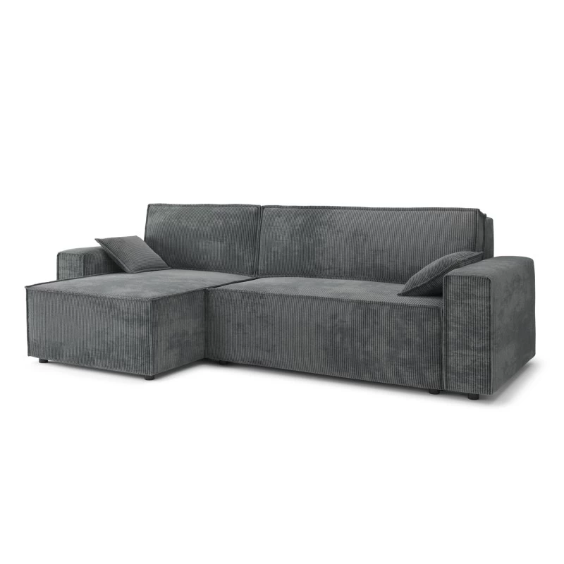 Canapé D'angle MARIUS Convertible Velours Côtelé Gris Souris 3 Canapé D'angle MARIUS Convertible Velours Côtelé Gris Souris – Image 3