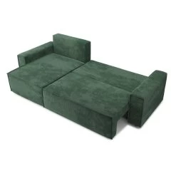 Canapé D'angle MARIUS Convertible Velours Côtelé Vert -Meuble Déco Soldes canape d angle marius convertible velours cotele vert 4 places 3