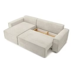 Canapé D'angle MIRA Convertible Et Réversible Velours Côtelé Beige 4 Places -Meuble Déco Soldes canape d angle mira convertible et reversible velours cotele beige 4 places 4