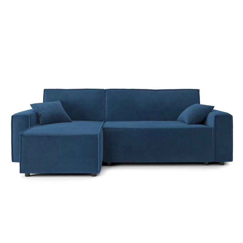 Canapé D'angle MIRA Convertible Et Réversible Velours Côtelé Bleu Cobalt 2 Canapé D'angle MIRA Convertible Et Réversible Velours Côtelé Bleu Cobalt – Image 2