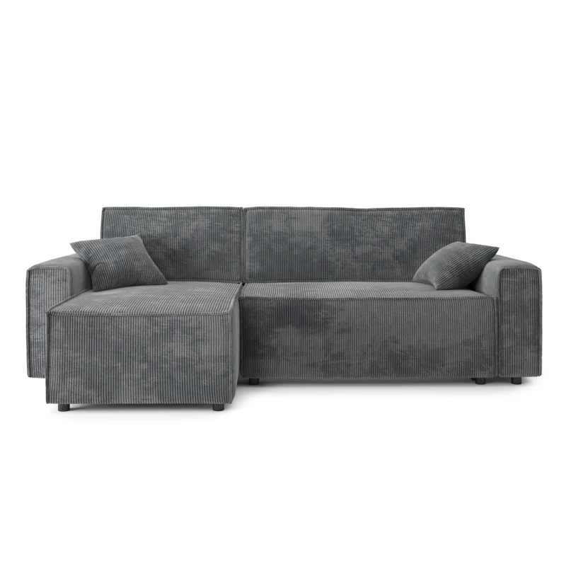 Canapé D'angle MIRA Convertible Et Réversible Velours Côtelé Gris Souris 2 Canapé D'angle MIRA Convertible Et Réversible Velours Côtelé Gris Souris – Image 2