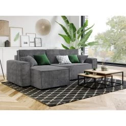 Canapé D'angle MIRA Convertible Et Réversible Velours Côtelé Gris Souris 14 Canapé D'angle MIRA Convertible Et Réversible Velours Côtelé Gris Souris -Meuble Déco Soldes canape d angle mira convertible et reversible velours cotele gris 6