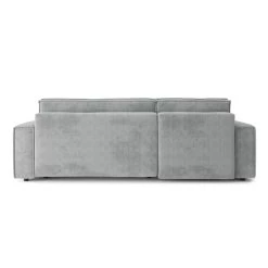 Canapé D'angle MIRA Convertible Et Réversible Velours Côtelé Gris Clair -Meuble Déco Soldes canape d angle mira convertible et reversible velours cotele gris clair 5