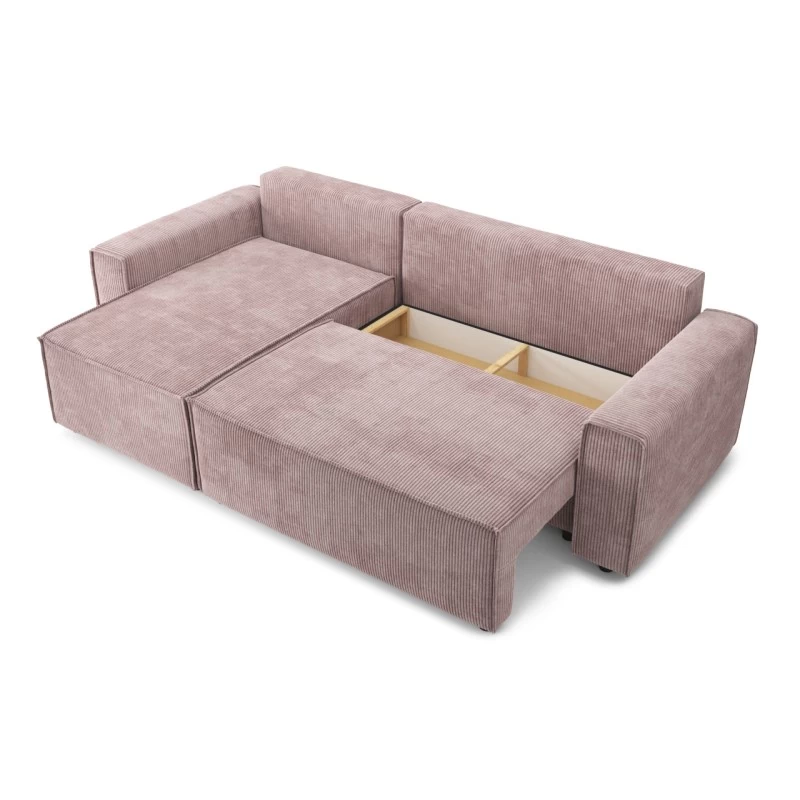 Canapé D'angle MIRA Convertible Et Réversible Velours Côtelé Mauve 5 Canapé D'angle MIRA Convertible Et Réversible Velours Côtelé Mauve – Image 5
