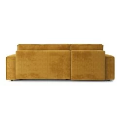 Canapé D'angle MIRA Convertible Et Réversible Velours Côtelé Moutarde -Meuble Déco Soldes canape d angle mira convertible et reversible velours cotele moutarde 5