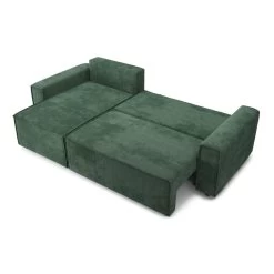 Canapé D'angle MIRA Convertible Et Réversible Velours Côtelé Vert -Meuble Déco Soldes canape d angle mira convertible et reversible velours cotele vert 3