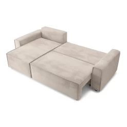 Canapé D'angle MIRA Convertible Et Réversible Velours Grège 11 Canapé D'angle MIRA Convertible Et Réversible Velours Grège -Meuble Déco Soldes canape d angle mira convertible et reversible velours grege 3