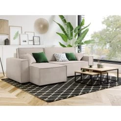 Canapé D'angle MIRA Convertible Et Réversible Velours Grège 14 Canapé D'angle MIRA Convertible Et Réversible Velours Grège -Meuble Déco Soldes canape d angle mira convertible et reversible velours grege 6