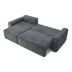 Canapé D'angle MIRA Convertible Et Réversible Velours Gris Souris -Meuble Déco Soldes canape d angle mira convertible et reversible velours gris souris 3