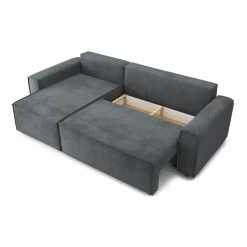 Canapé D'angle MIRA Convertible Et Réversible Velours Gris Souris -Meuble Déco Soldes canape d angle mira convertible et reversible velours gris souris 4