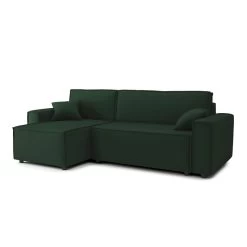 Canapé D'angle MIRA Convertible Et Réversible Velours Vert -Meuble Déco Soldes canape d angle mira convertible et reversible velours vert 2