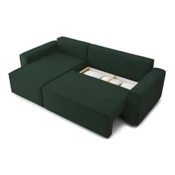Canapé D'angle MIRA Convertible Et Réversible Velours Vert -Meuble Déco Soldes canape d angle mira convertible et reversible velours vert 4