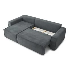 Canapé D'angle MIRAGE Convertible Et Réversible Velours Gris Souris -Meuble Déco Soldes canape d angle mirage convertible et reversible velours gris souris 4
