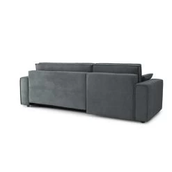 Canapé D'angle MIRAGE Convertible Et Réversible Velours Gris Souris -Meuble Déco Soldes canape d angle mirage convertible et reversible velours gris souris 5