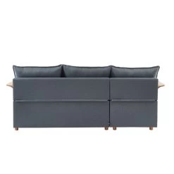 Canapé D'angle WOOD En Tissu Gris 4 Places Réversible Convertible Coffre -Meuble Déco Soldes canape d angle wood tissu gris 4 places reversible convertible coffr 7