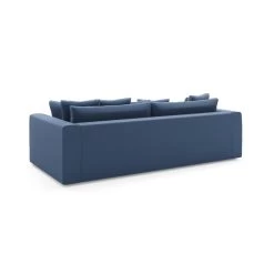 Canapé Droit ADEL Cacharel Fixe En Velours Bleu -Meuble Déco Soldes canape droit adel cacharel velours bleu 3 places 3