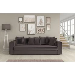 Canapé Droit ADEL Cacharel Fixe En Velours Moka